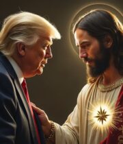 Imagem de Jesus falando com Trump que circula nas redes. Foto: reprodução