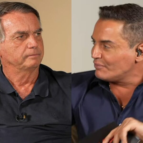 Bolsonaro e Leo Dias na entrevista. Foto: reprodução